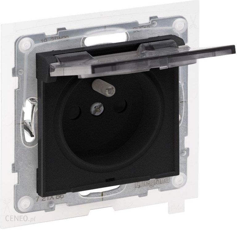 Legrand Suno Gniazdo 2P+Z Ip44 16A 250V Z Przesłoną Czarny 721486
