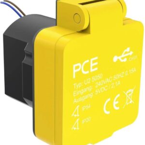 Pce Gniazdo Natynkowe Z Wyjściem Ładowania Usb Ip54 Żółty U25050